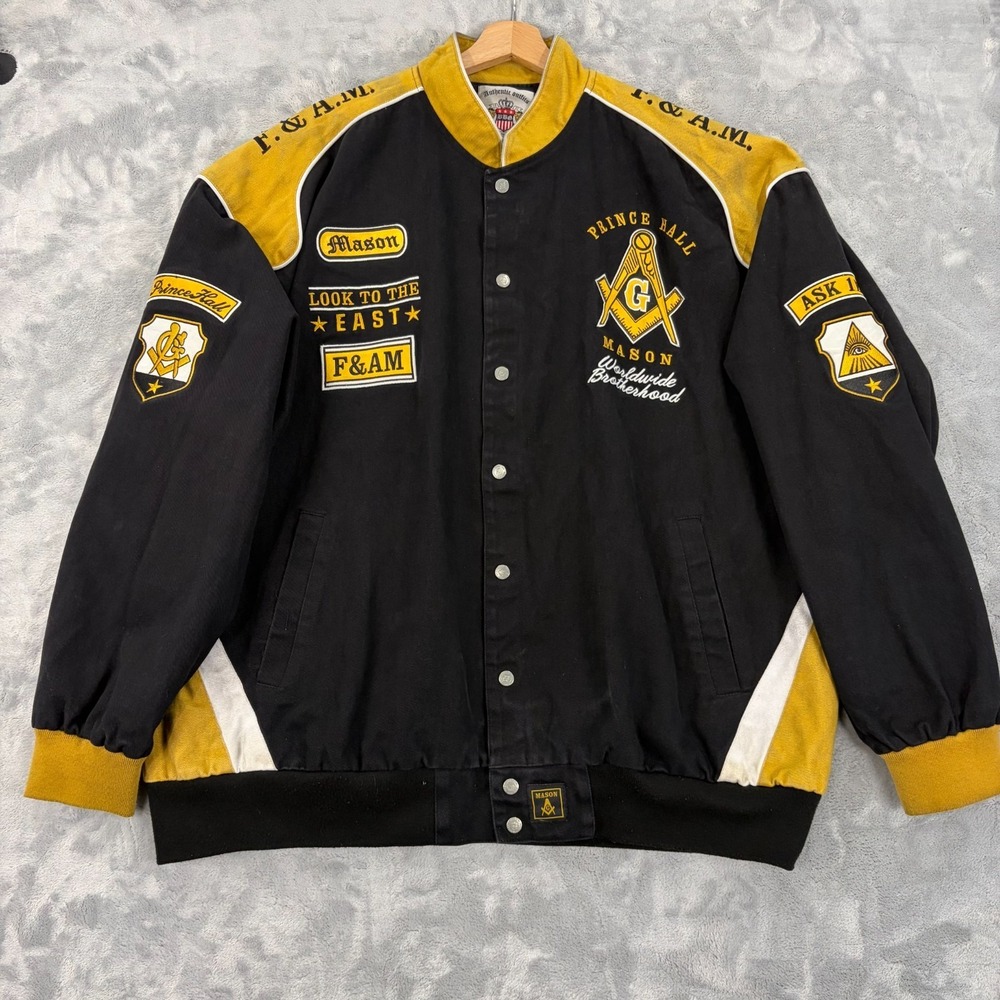 Prince Hall Freemason Fraternity Race Jacket Mens 5XL Masonic Twill Race Jacket